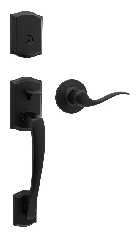 Matte Black Handleset With Deadbolt And Latch For Home Security