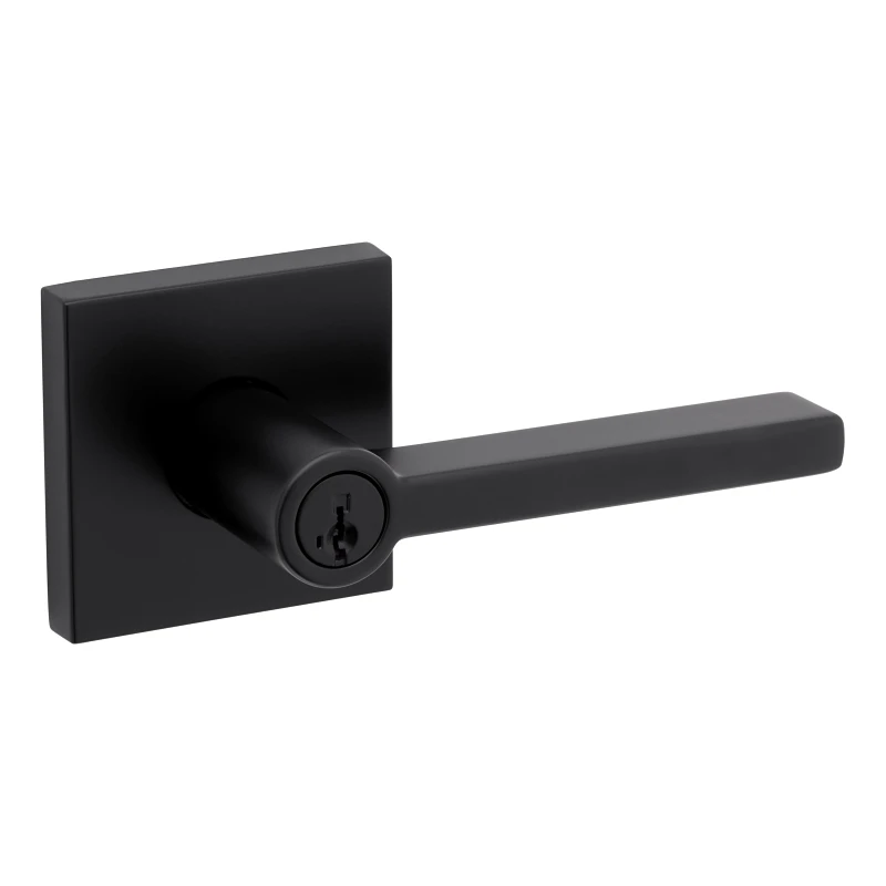 Levr Entry Halifax Square Rose Matte Black Door Lever Set Model Senl535 Hfl514 Sq