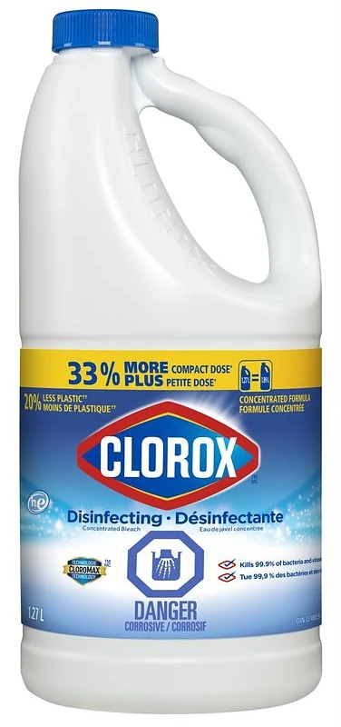 Disinfecting Concentrated Bleach 1.27 L Bottle Liquid Clear Light Yellow
