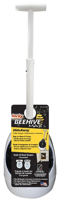 Beehive Max Toilet Plunger 6 X 16 Inches With T-handle And Holder