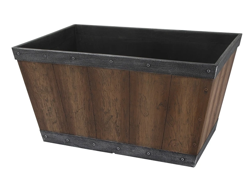 S17060122-01-b 12 In H X 24 In W Brown Rectangle Barn Planter