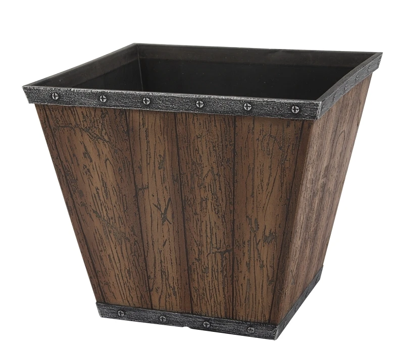 S17050410-01-b Square Barn Planter, 8.5 In H X 10 In W, Brown