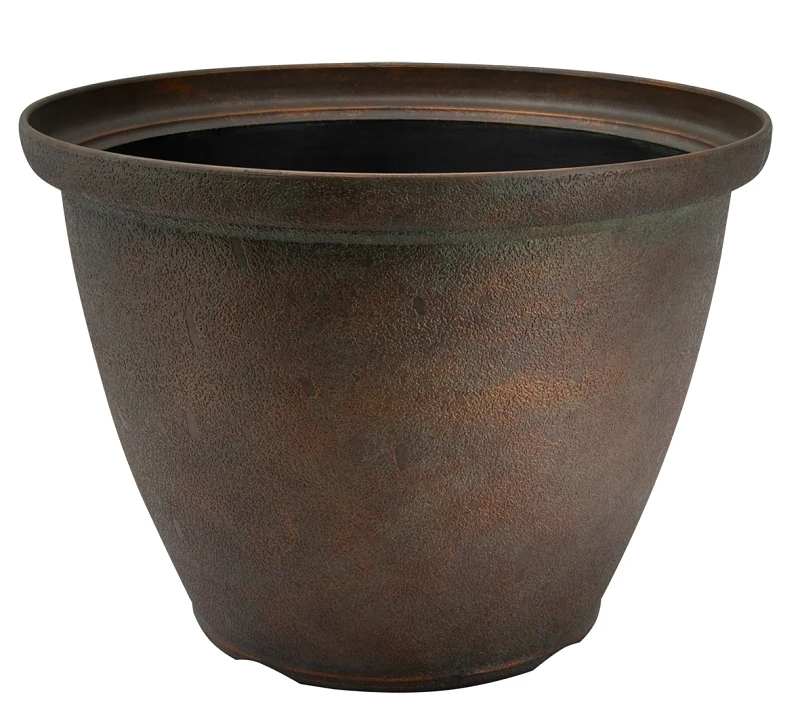 S140816-1122 High-drum Planter, 16 In Diameter, 11.75 In Height, Bronze