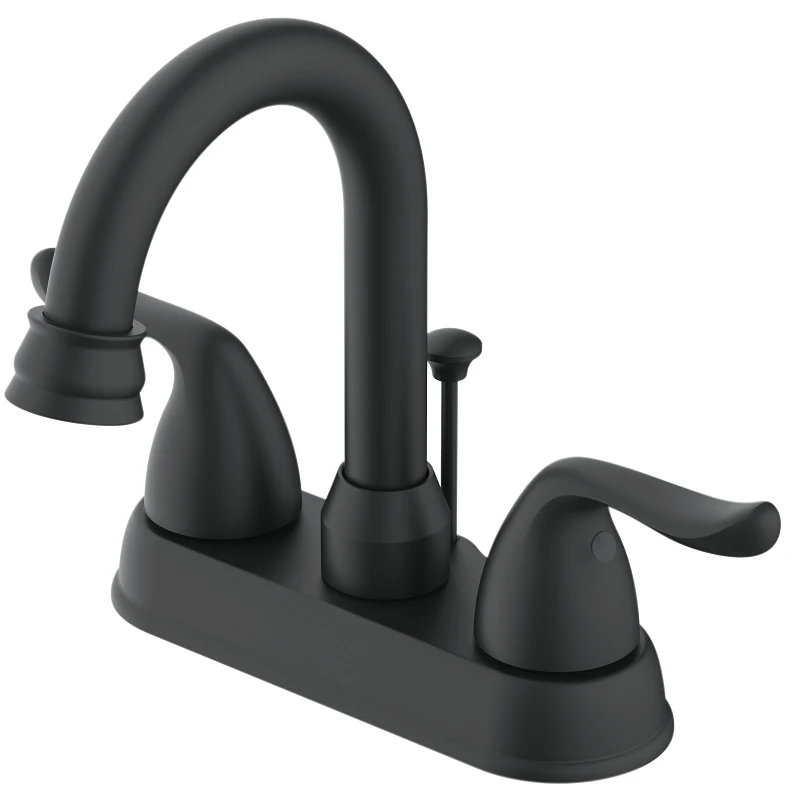 4 Inch Lavatory Faucet With Dual Handle Lever In Black