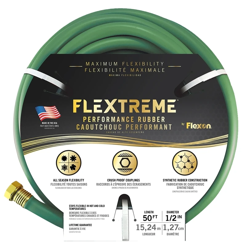 Ph1250g 50 Ft Rubber Garden Hose, 1/2 In Diameter, Green Color