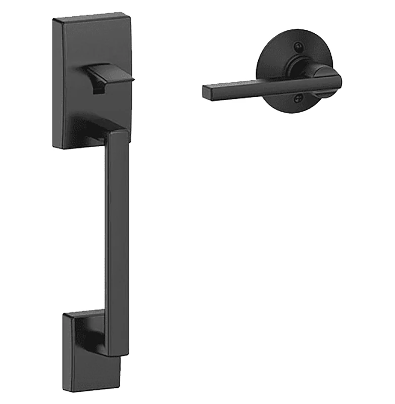 Century Front Entry Handle Set With Latitude Lever In Matte Black Finish