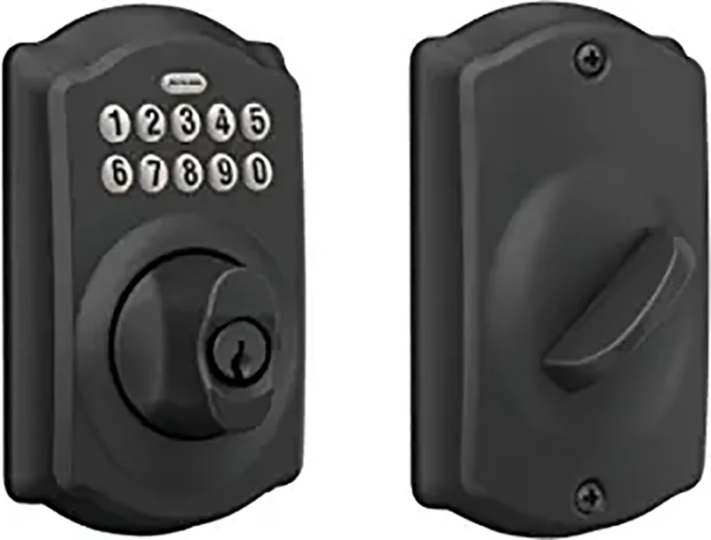 Schlage Camelot Keypad Deadbolt In Matte Black - Model Be365vcam622