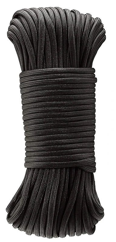 Paracord 550 Black 5/32 Inch Diameter 50 Feet Length