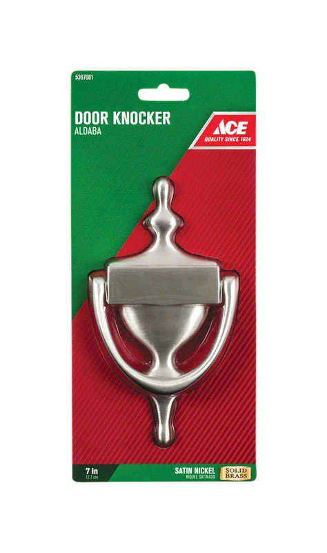 7 In. L Satin Nickel Brass Decorative Door Knocker - Easy Installation
