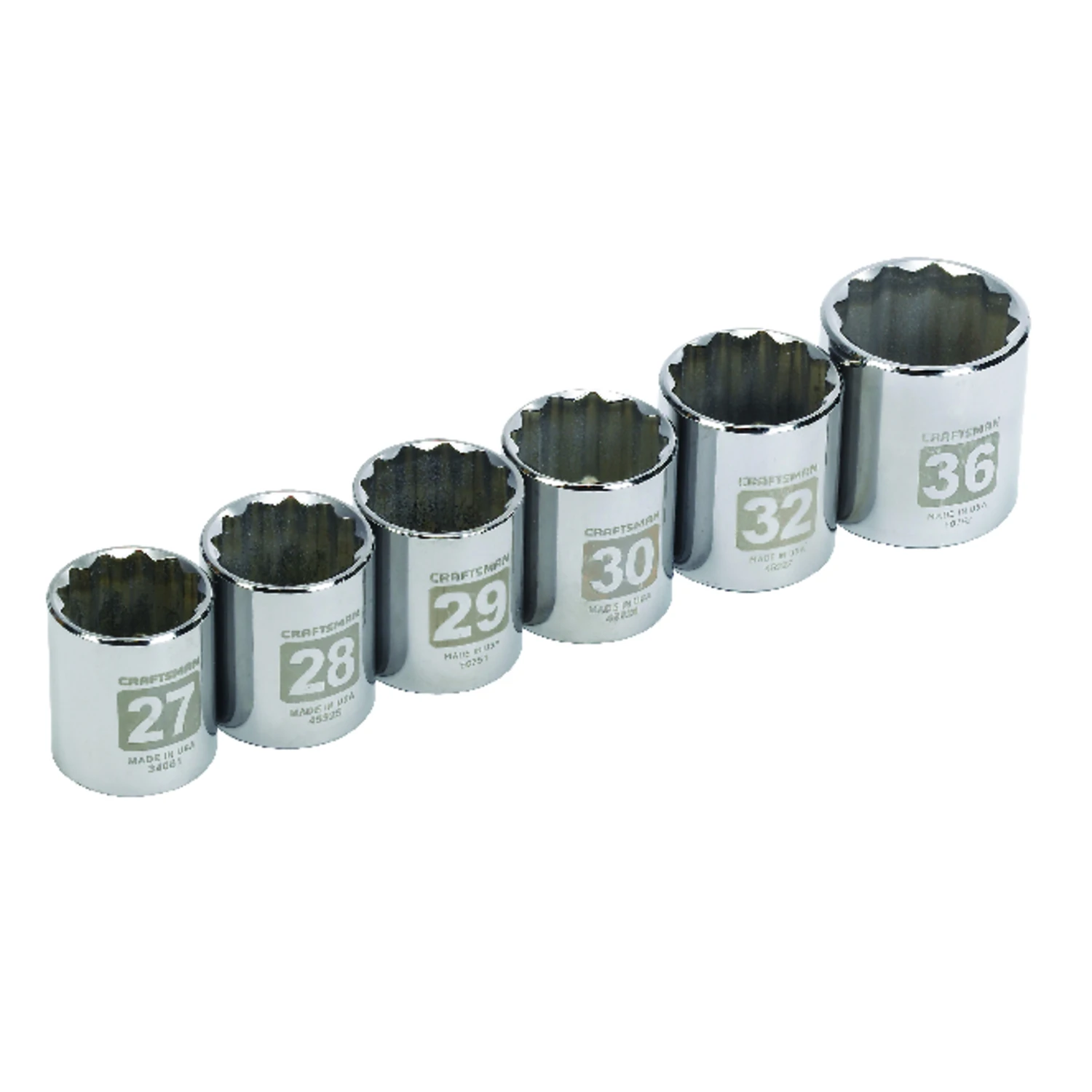 1/2 Inch Drive Metric 12 Point Socket Set - 6 Piece Tool Set