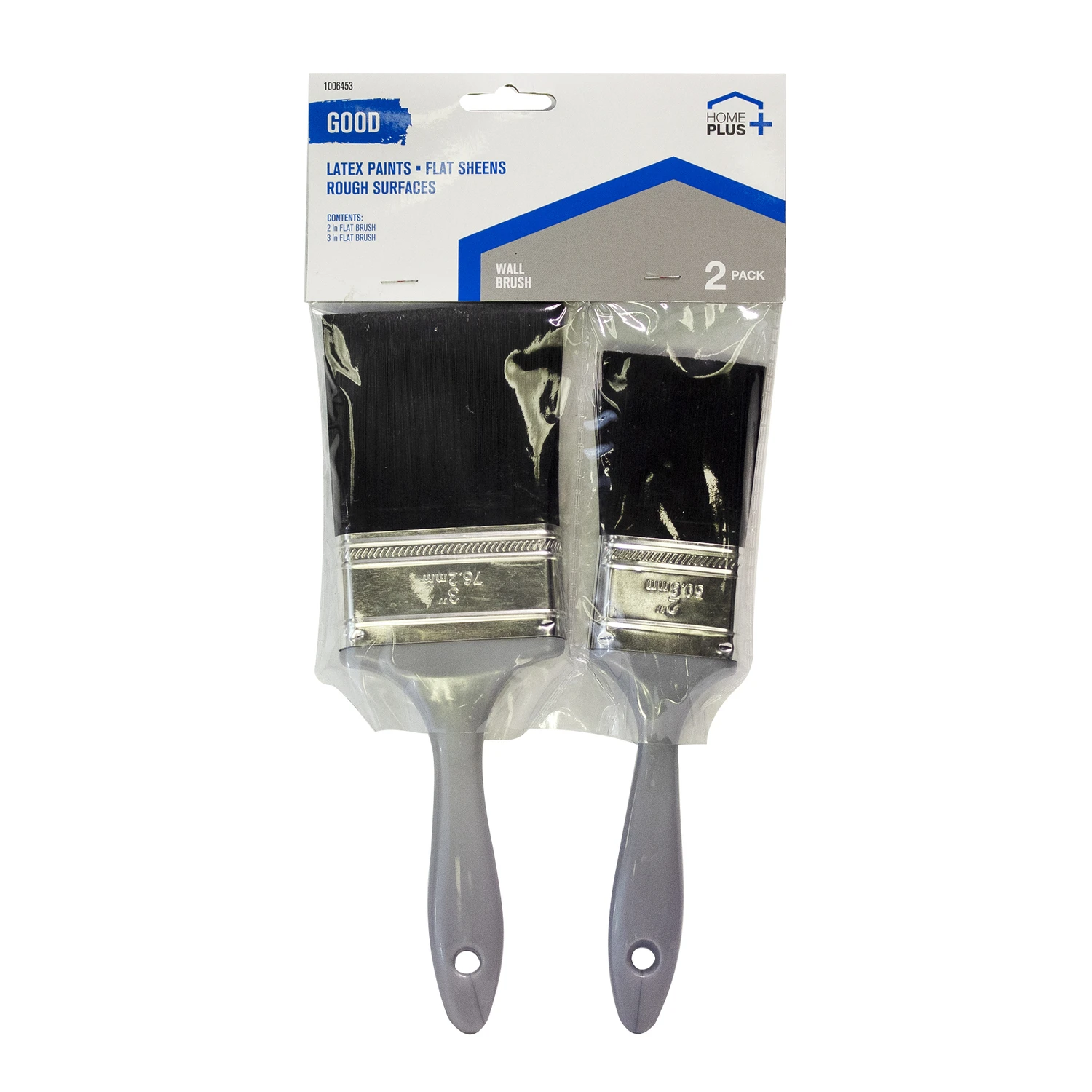 Good Flat Paint Brush Set - 2 Piece Disposable Polyester Bristle Brushes