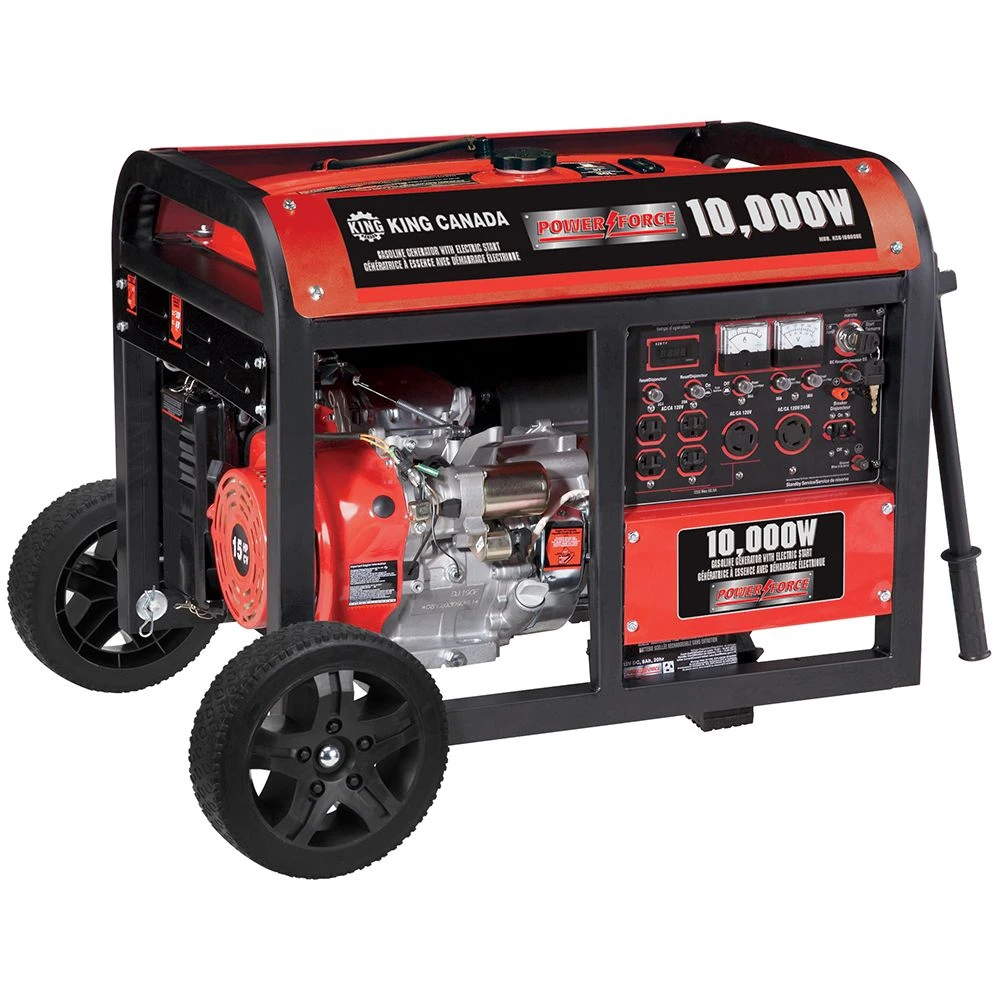 10,000 Watt Gasoline Generator With Electric Start And Wheel Kit For Easy Mobility