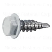 8 X 1/2 Inch Stainless Steel Hex Self-drilling Screws - White Finish