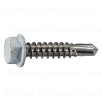 12 X 1 Stainless Steel Hex Self-drilling Screws - White Finish