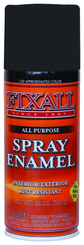 Versatile Flat Black Enamel Spray Paint - 12 Oz Can