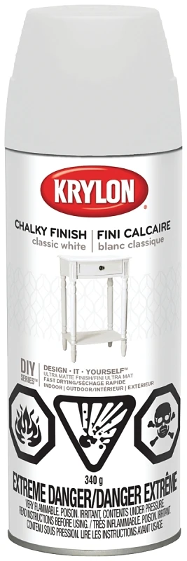 Chalky Finish Spray Paint Classic White 12 Ounce Can