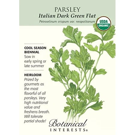 Organic Italian Dark Green Flat Parsley Seeds, 1.5 Gram Pack