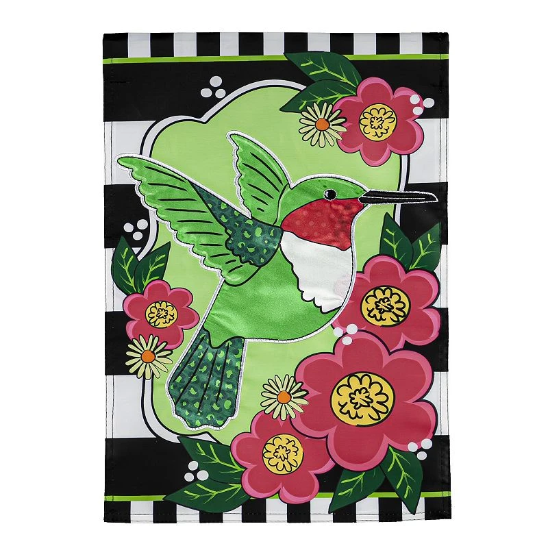 SPRING HUMMINGBIRD GARDEN FLAG