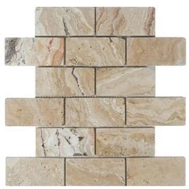 A+r Beige Brick Mosaic Travertine Subway Tile 10-in X 12-in