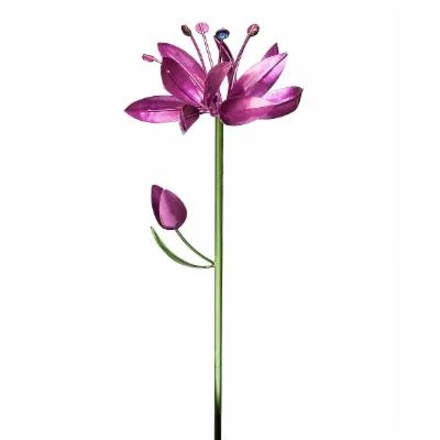 Spinning Blooms Metal And Plastic Wind Spinners, Set Of 2 For Outdoor Decor