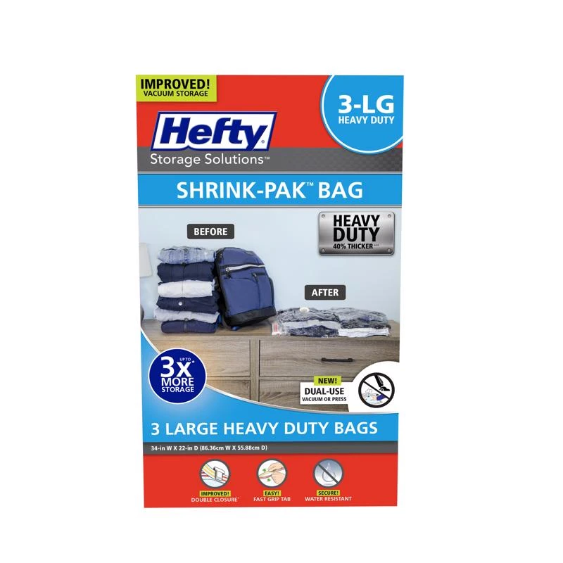 Shrink-pak Clear Vacuum Cube Storage Bags - 3 Pack, 10.5" X 6.3" X 5.5"