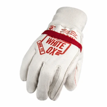 White Ox Work Gloves - 100% Cotton, Double Ply Quilted, Knit Wrist