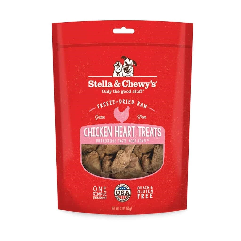STELLA AND CHEWYS Freeze Dried Raw Chicken Hearts Dog Treats 3 OZ