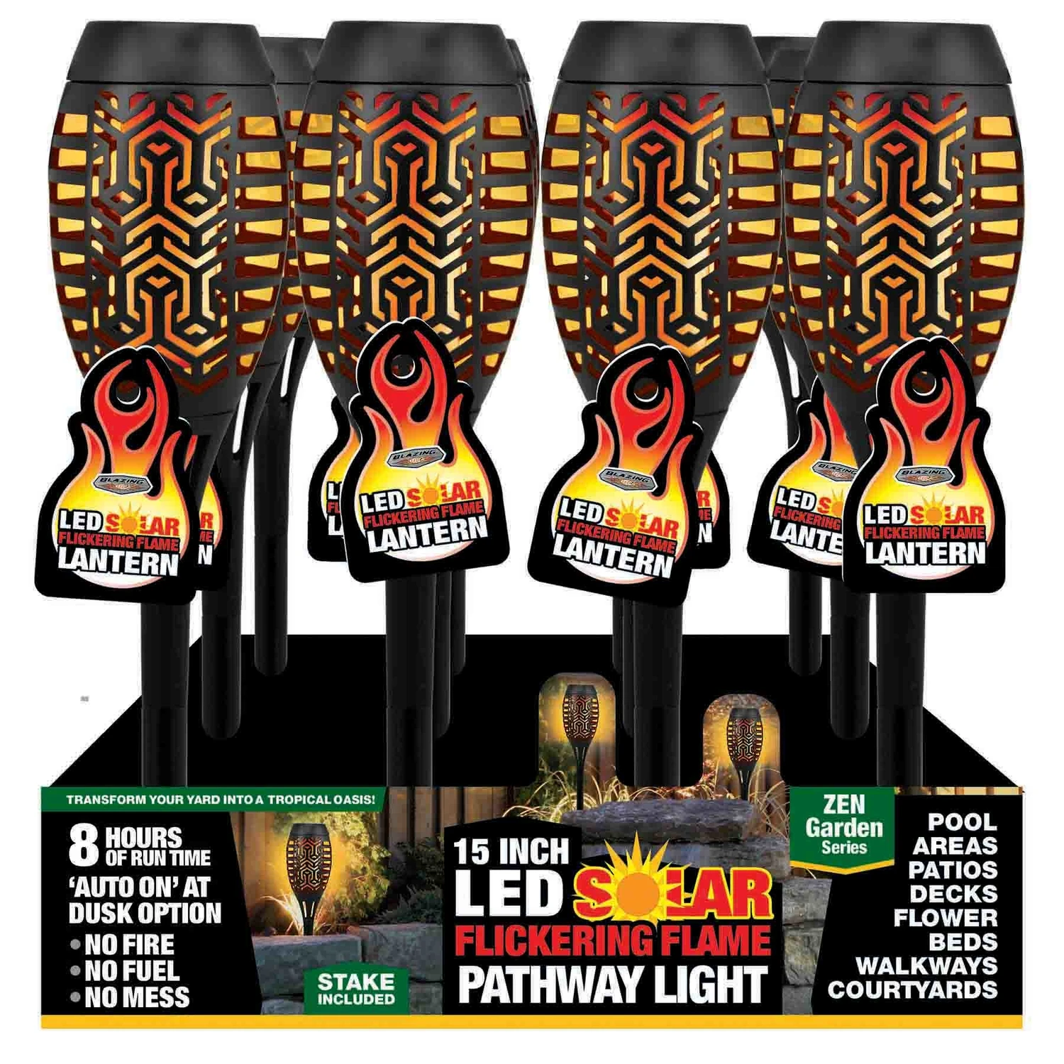 15" SOLAR FLICKER FLAME TORCH