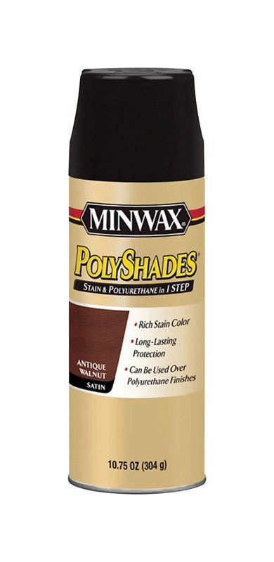 Polyshades Satin Antique Walnut Fast Drying Polyurethane Spray 10.75 Ounce