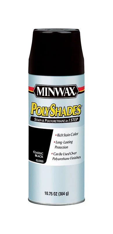 Polyshades Gloss Classic Black Fast Drying Polyurethane Spray 10.75 Ounce