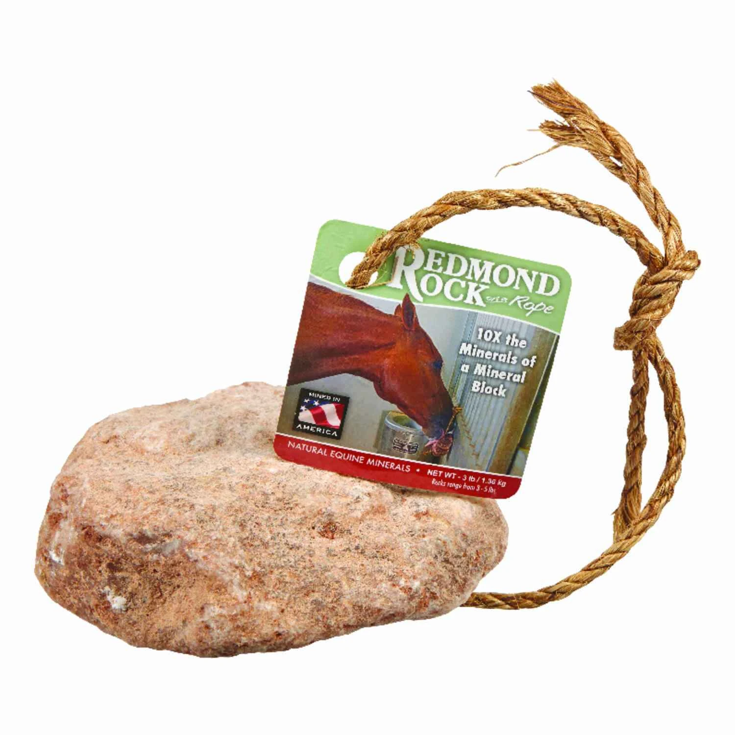 Rock On A Rope Natural Salt Mineral Lick For Horses - 5.25 Lb