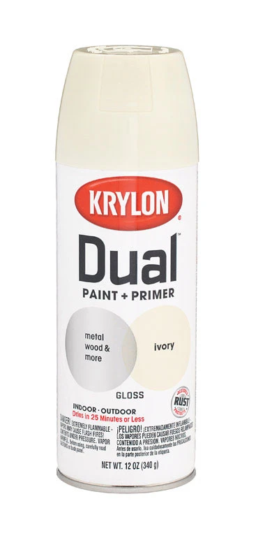 Dual Superbond Gloss Paint + Primer Spray 12 Oz. Ivory