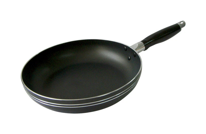 12 Inch Aluminum Fry Pan With Glass Lid - Charcoal Black