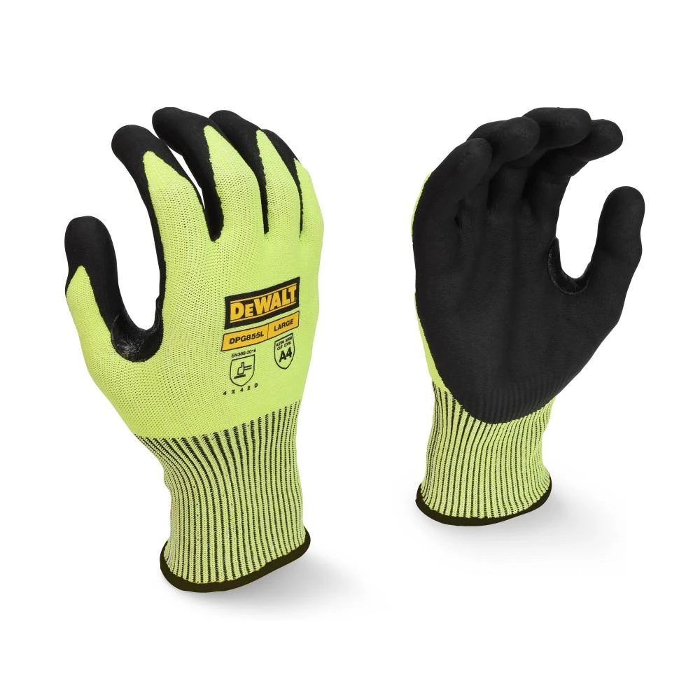 Hi-Visibility Nitrile Work Gloves, Medium Size, Oil and Water Resistant, Breathable Material