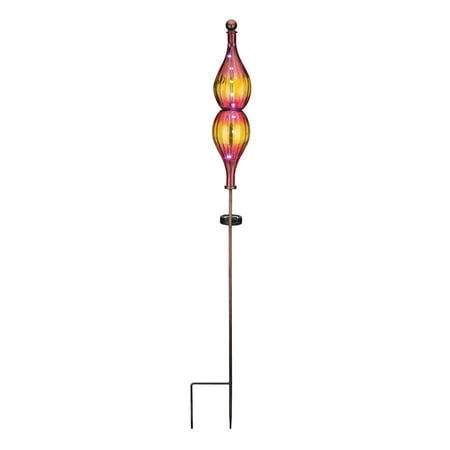 11887 - 42 Inch Solar Double Zeppelin Orange Garden Stake Led Light