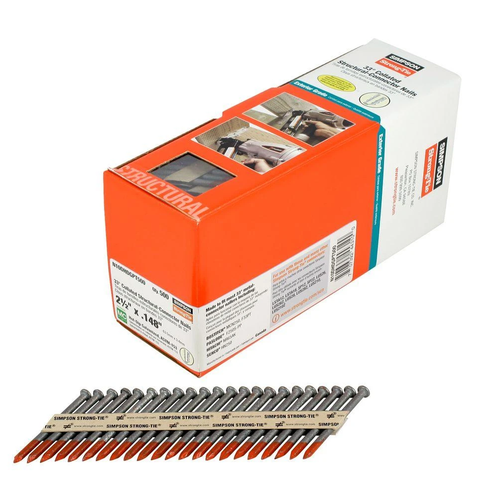 10d X 2-1/2 In. Hot-dip Galvanized 33 Degree Collated Structural Connector Nails