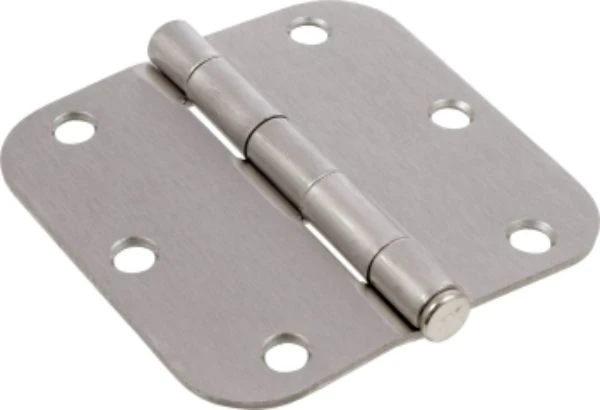 853585 0.625 x 3.5 in. Round Corner Door Hinge, Satin Nickel - Pack of 3