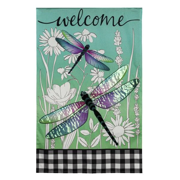 DRAGONFLIES AND WILD FLOWERS HOUSE FLAG
