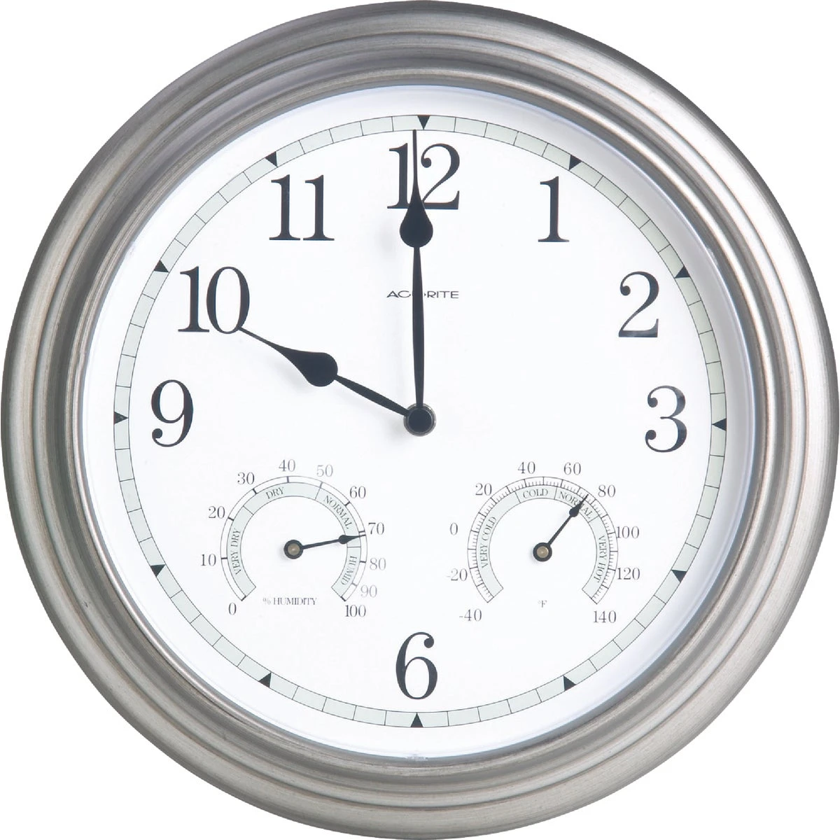 13.5 Inch Metal Indoor/outdoor Quartz Clock With Thermometer And Hygrometer
