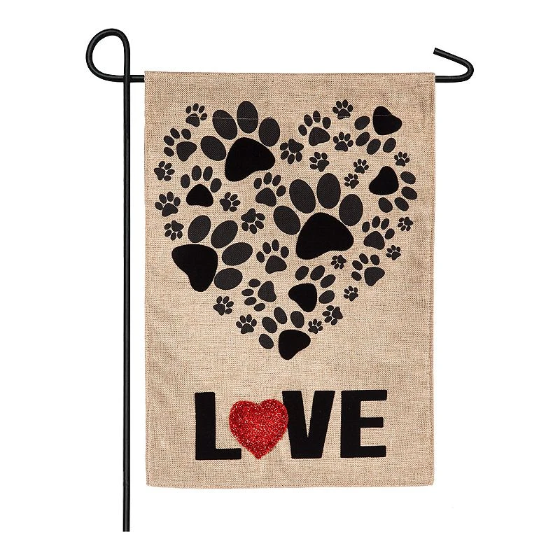 Paw Print Heart Garden Flag - Decorative Outdoor Flag For Pet Lovers
