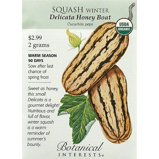 Seeds, Winter Squash Delicata Honey Boat, 9'-12' Vines