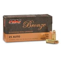 PMC 25A Bronze 25 ACP 50 gr 645 fps Full Metal Jacket (FMJ) 50 Bx