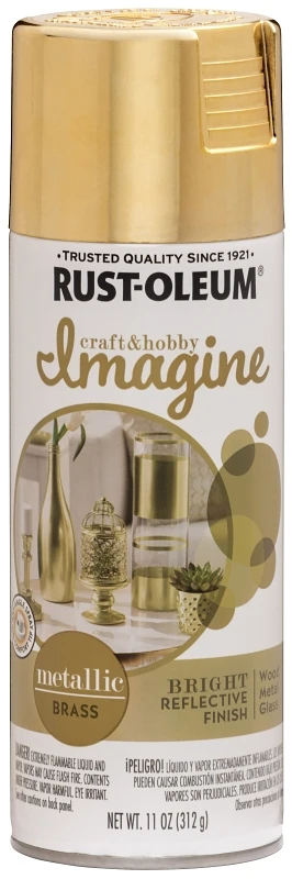 Metallic Spray Paint, 11 Ounce, Brass Finish For Decorative Projects