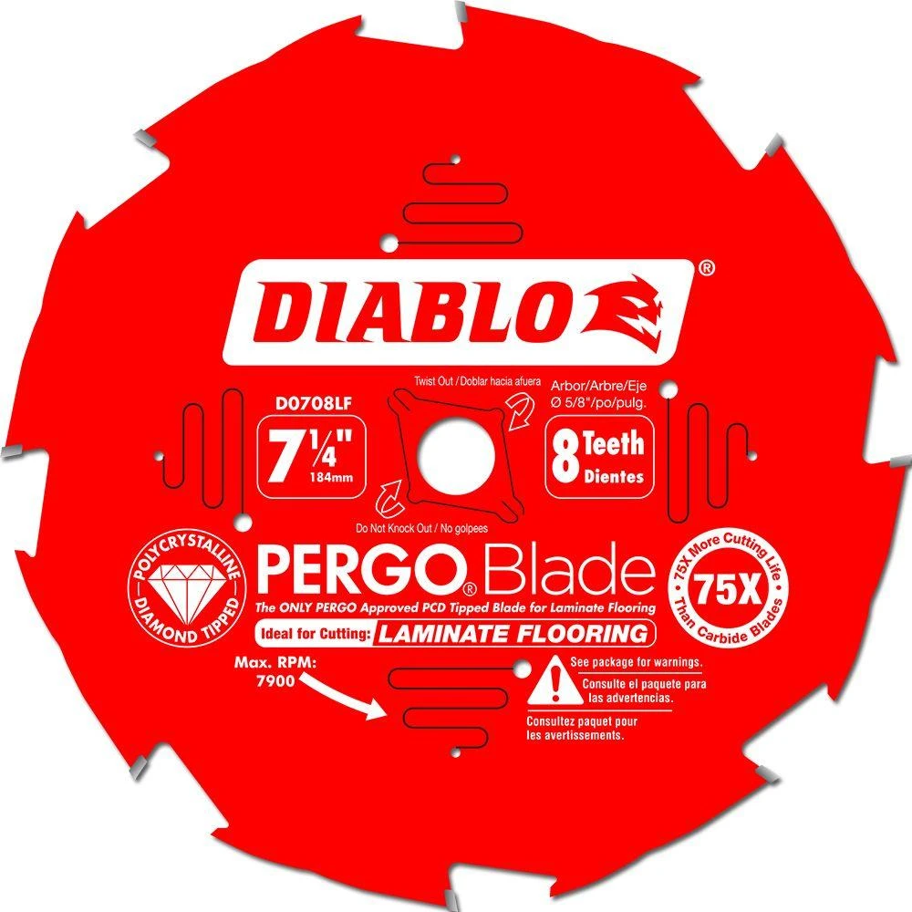 7-1/4 In. X 8-tooth Pcd Tipped Flooring Blade For Precision Cutting
