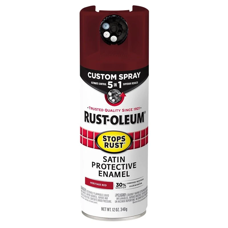 Stops Rust Protective Enamel Spray Paint, Satin Harvest Red, 12 Ounce