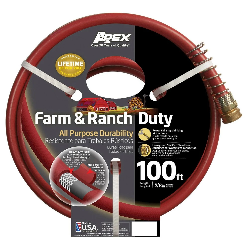 889-100 All Purpose Garden Hose, 5/8-inch X 100-feet, Durable Red Design