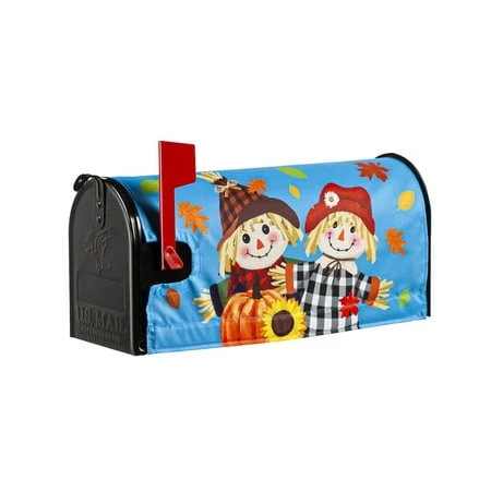 HAPPY SCARECROW COUPLE MAILBOX COVER