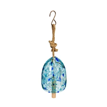 Evergreen Art Glass Speckle Light Blue Bell Chime 5.5 X 5.5 X 7.9 Inches