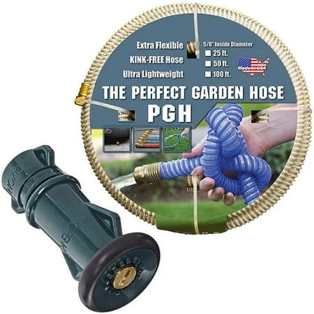 5/8" Id Garden Hose With Plastic Constant Flow Nozzle And Bumper - Perfect For All Gardens