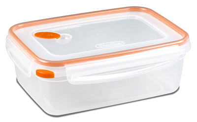 Ultra-seal Rectangle Food Container, Clear/tangerine, 8.3 Cups - Model 03221106